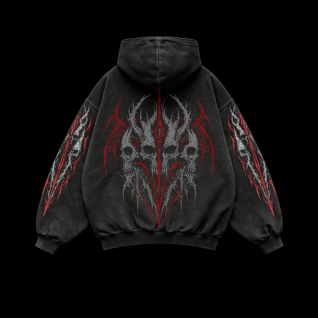 Dark Red Shadow Oversized vintage Hoodie – Athletic Fit |MAZENTIH