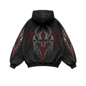 Dark Red Shadow Oversized vintage Hoodie – Athletic Fit |MAZENTIH