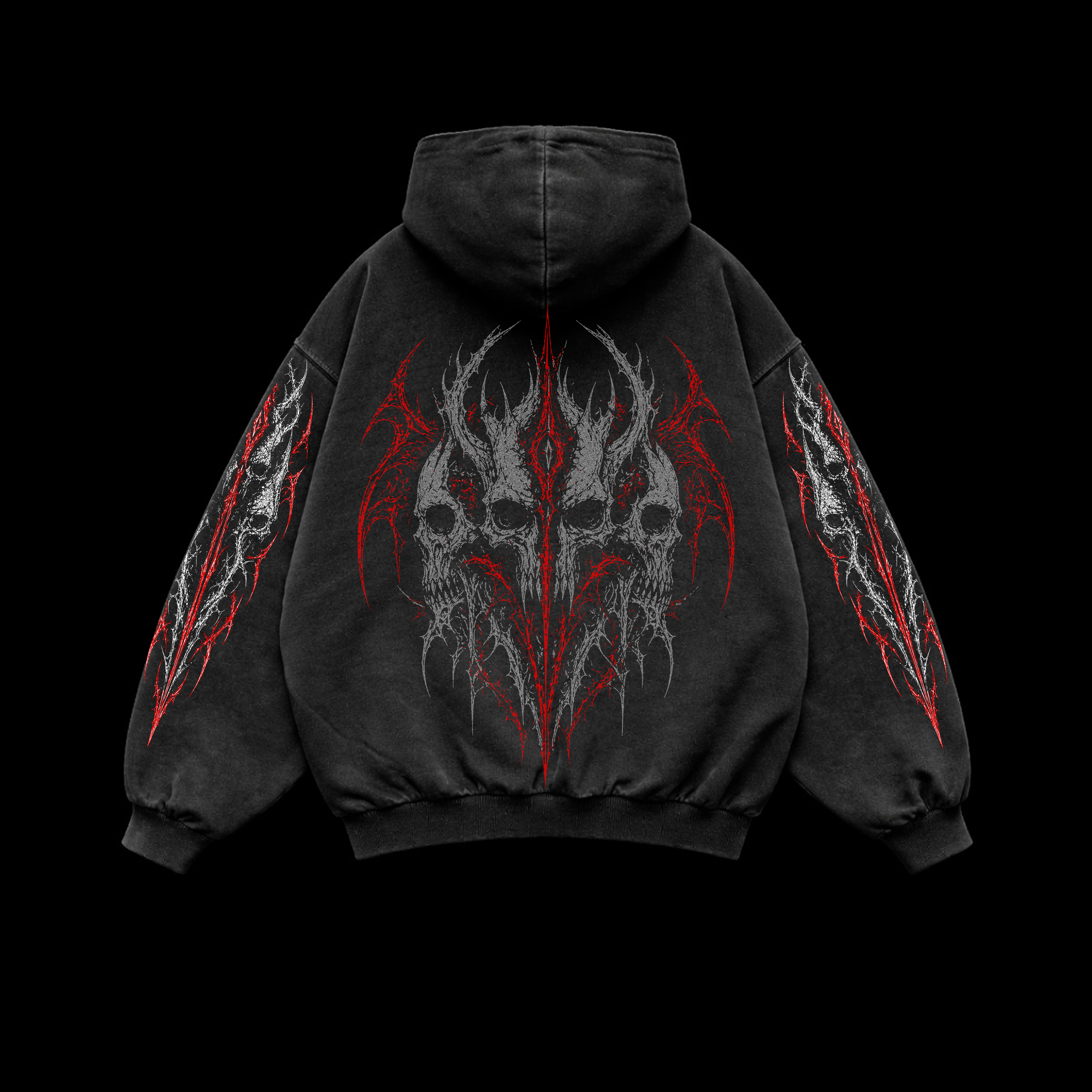 Dark Red Shadow Oversized vintage Hoodie – Athletic Fit |MAZENTIH