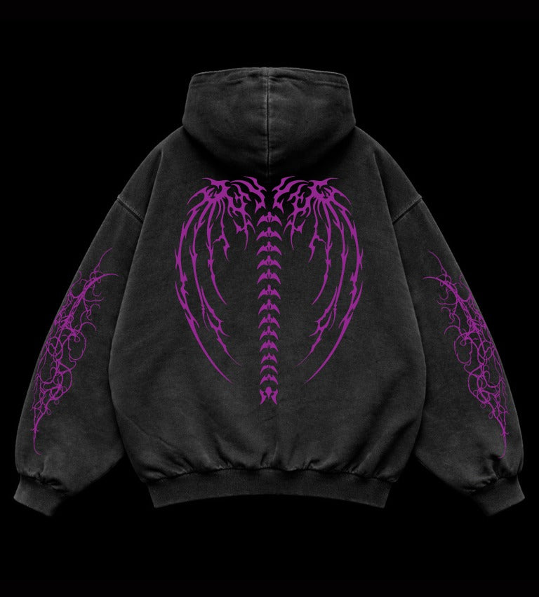 Shadow Wing Vintage Hoodie – Athletic Fit |MAZENTIH