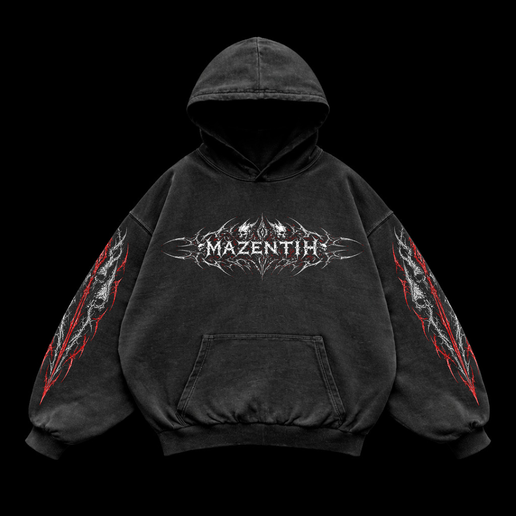 Dark Red Shadow Oversized vintage Hoodie – Athletic Fit |MAZENTIH