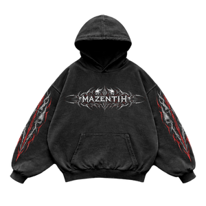 Dark Red Shadow Oversized vintage Hoodie – Athletic Fit |MAZENTIH