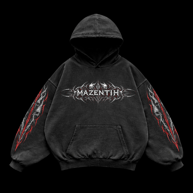Dark Red Shadow Oversized vintage Hoodie – Athletic Fit |MAZENTIH