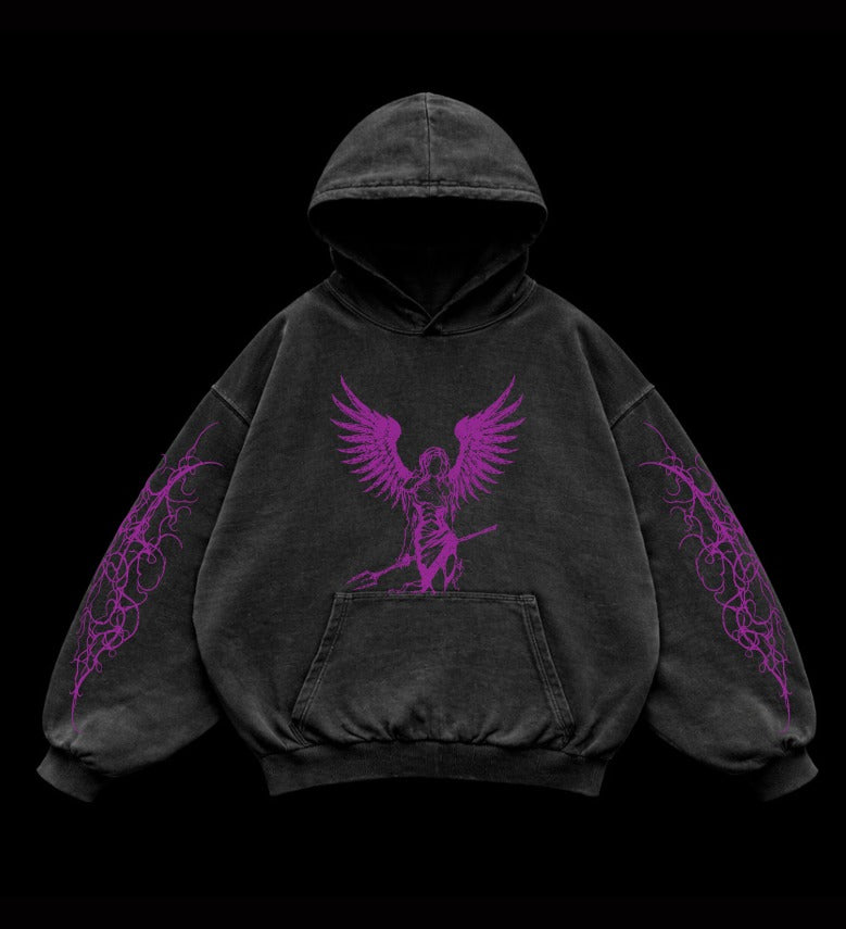 Shadow Wing Vintage Hoodie – Athletic Fit |MAZENTIH