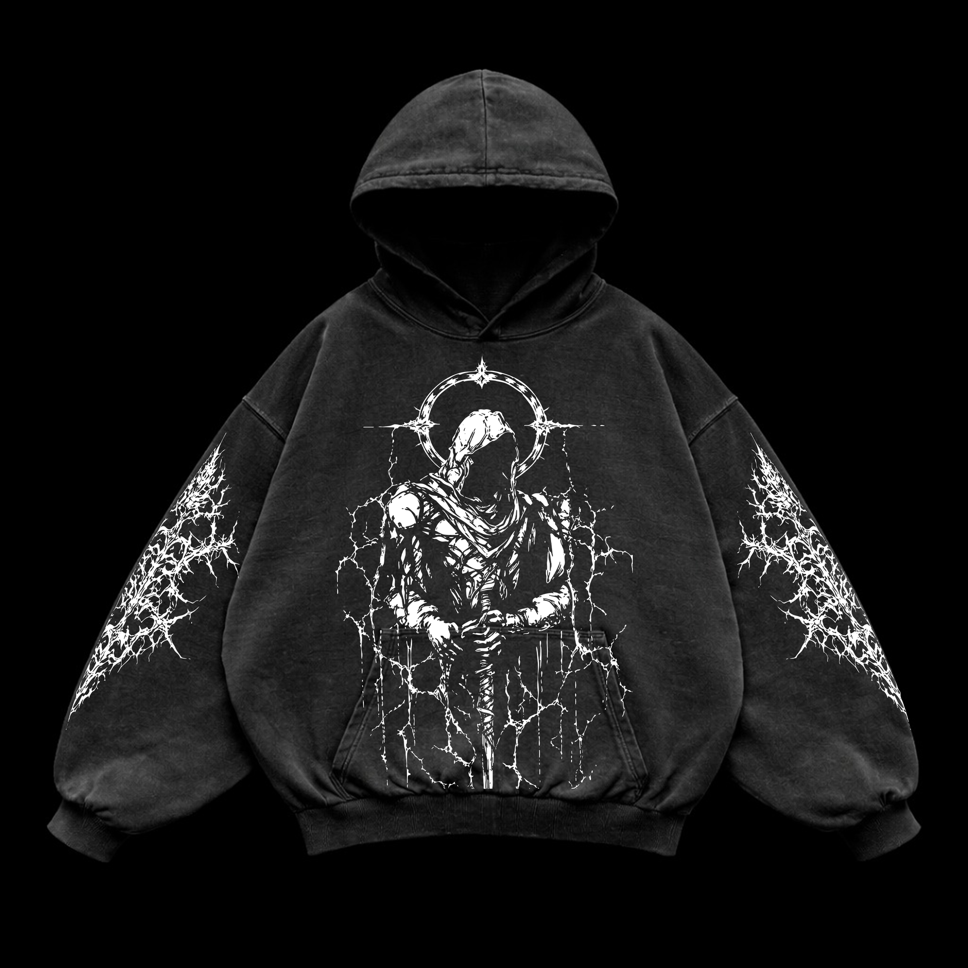 Fallen Knight Oversized Gym Hoodie Athletic Fit | MAZENTIH