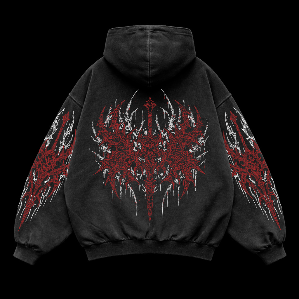 Blood Vortex Oversized vintage Hoodie – Athletic Fit |MAZENTIH