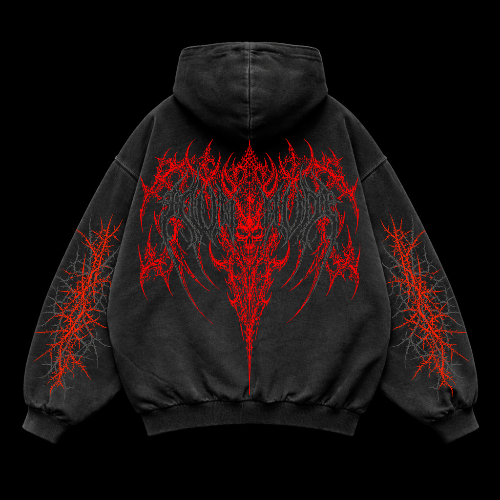 Infernal Chaos Oversized vintage Hoodie – Athletic Fit |MAZENTIH