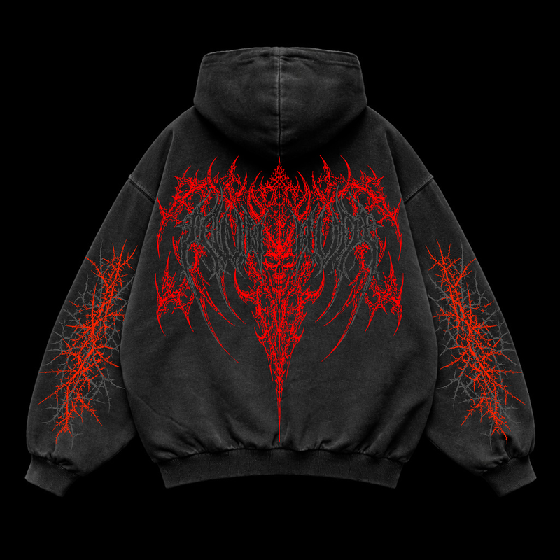 Infernal Chaos Oversized vintage Hoodie – Athletic Fit |MAZENTIH