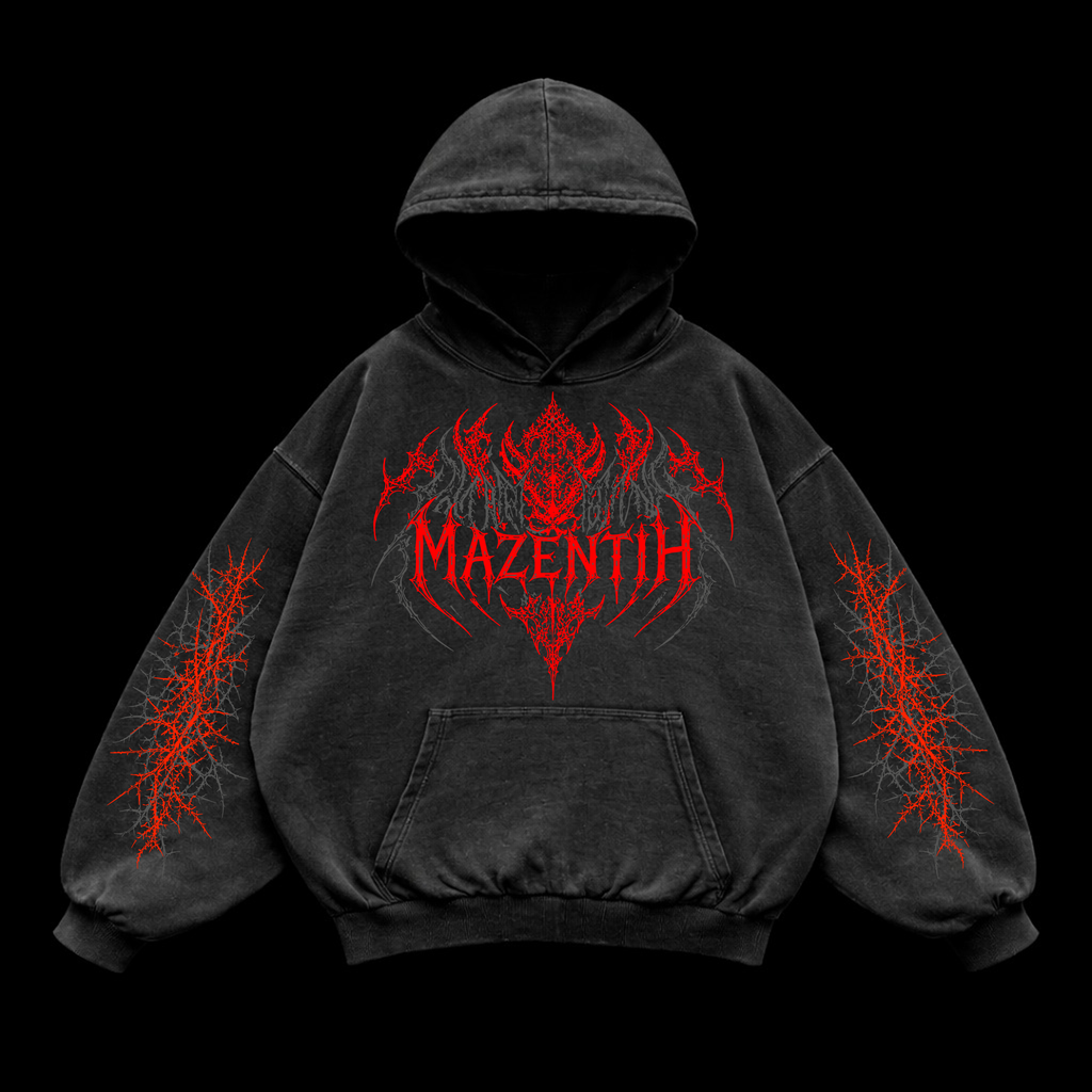 Infernal Chaos Oversized vintage Hoodie – Athletic Fit |MAZENTIH