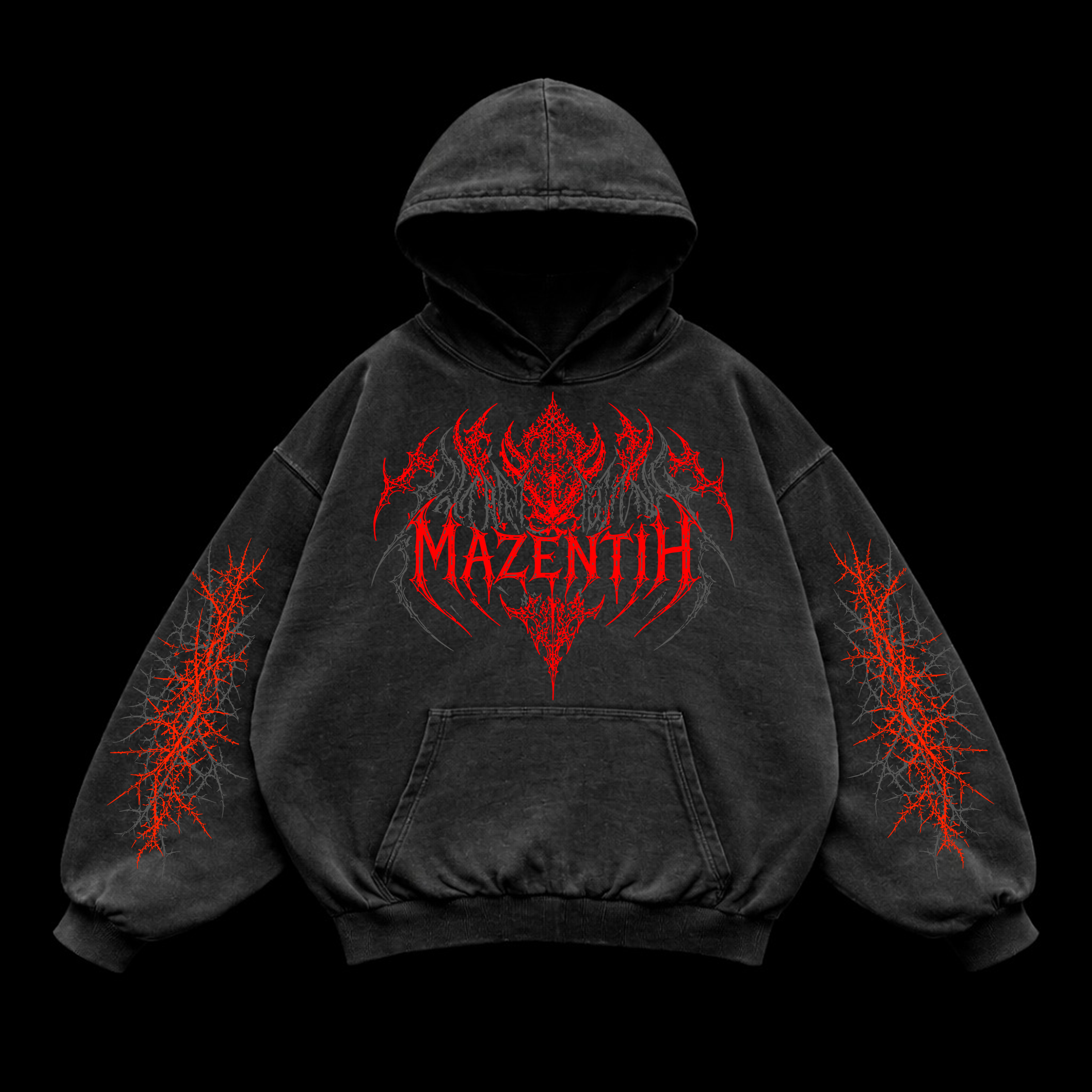 Infernal Chaos Oversized vintage Hoodie – Athletic Fit |MAZENTIH