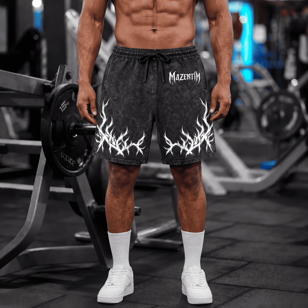 Obsidian Flame Vintage Gym Short | MAZENTIH