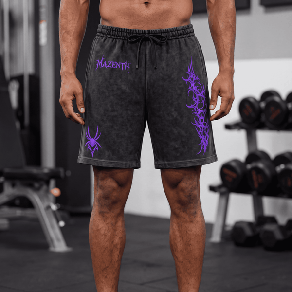 Purple Crimson Spider Vintage Gym Short | MAZENTIH