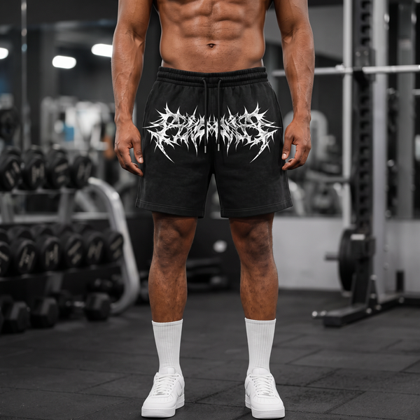 Dark Script Vintage Gym Short | MAZENTIH