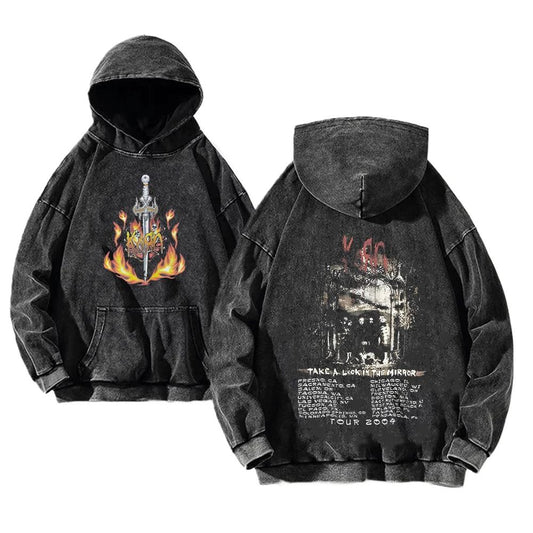 flaming katana Oversized Vintage Hoodie