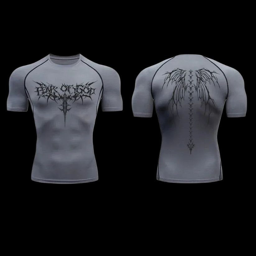 winged structure compression T-shirt