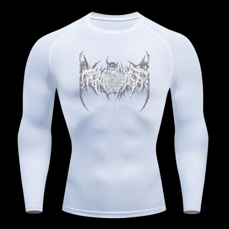 Y2K Long Sleeve Compression Shirt – Metallic Chaos Ink