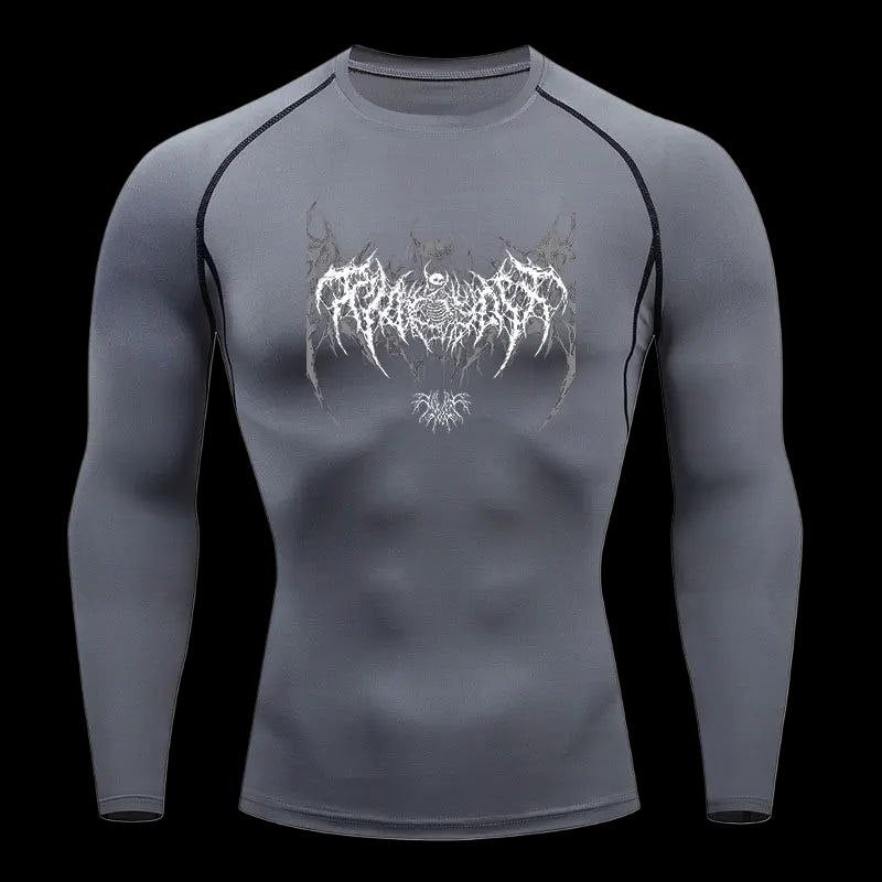 Y2K Long Sleeve Compression Shirt – Metallic Chaos Ink