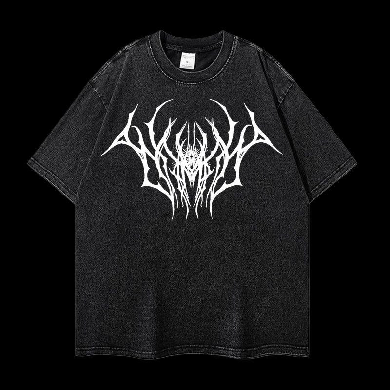 Y2K Scribble Oversized T-Shirt – Grunge Streetwear Black Tee