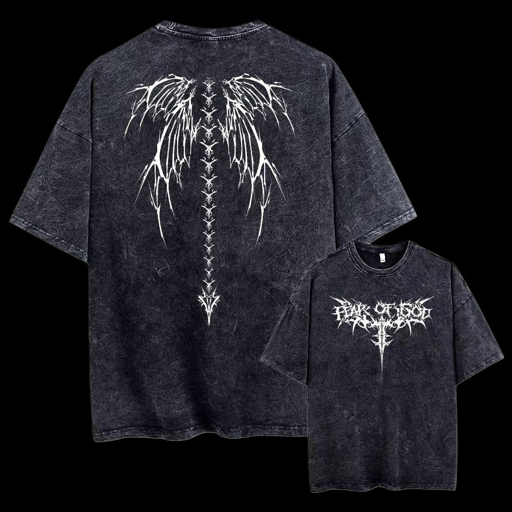 Winged Skeleton Oversized T-Shirt – Gothic Streetwear Aesthetic