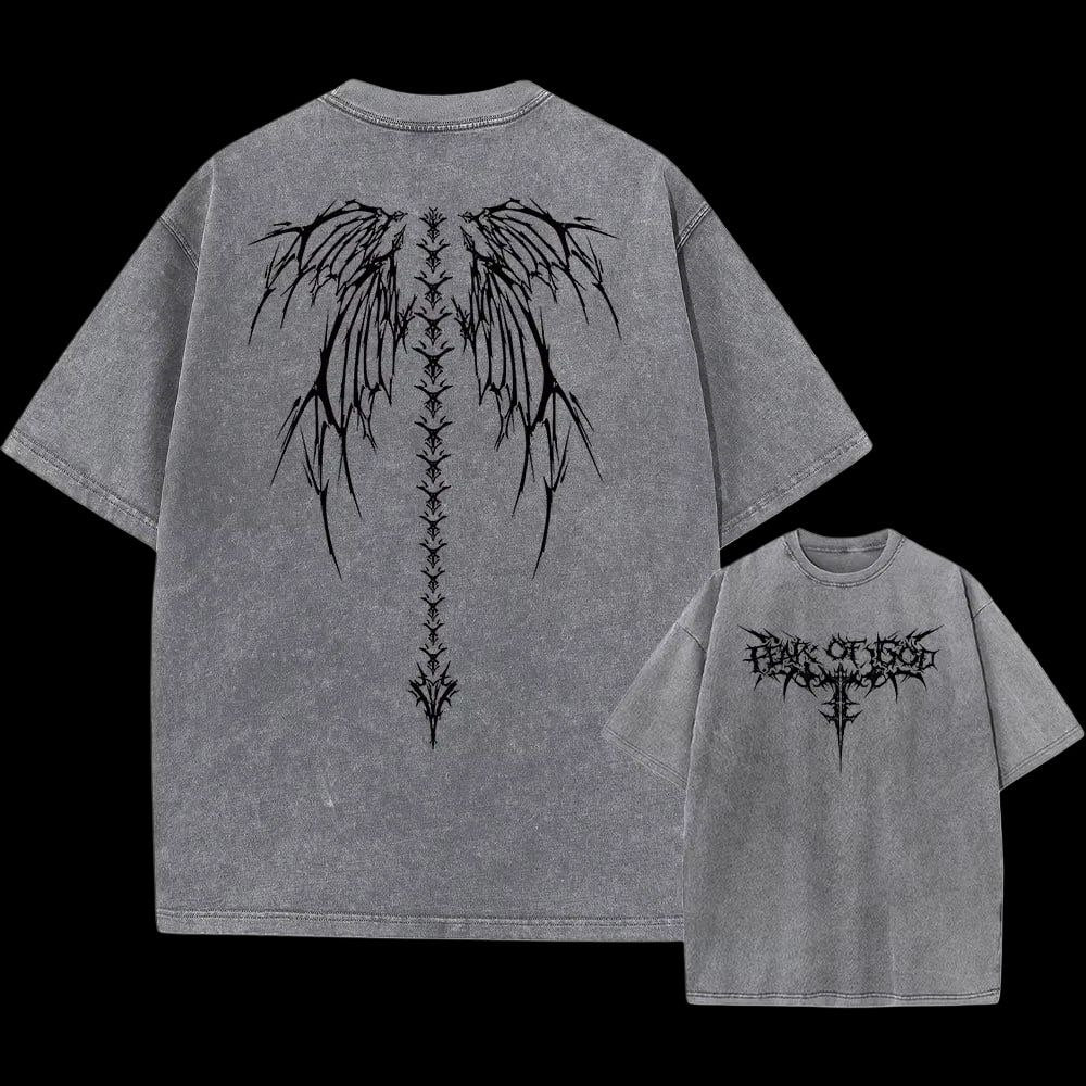 Winged Skeleton Oversized T-Shirt – Gothic Streetwear Aesthetic