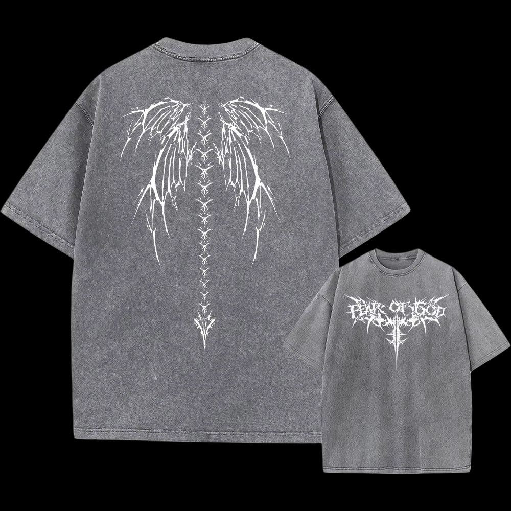 Winged Skeleton Oversized T-Shirt – Gothic Streetwear Aesthetic