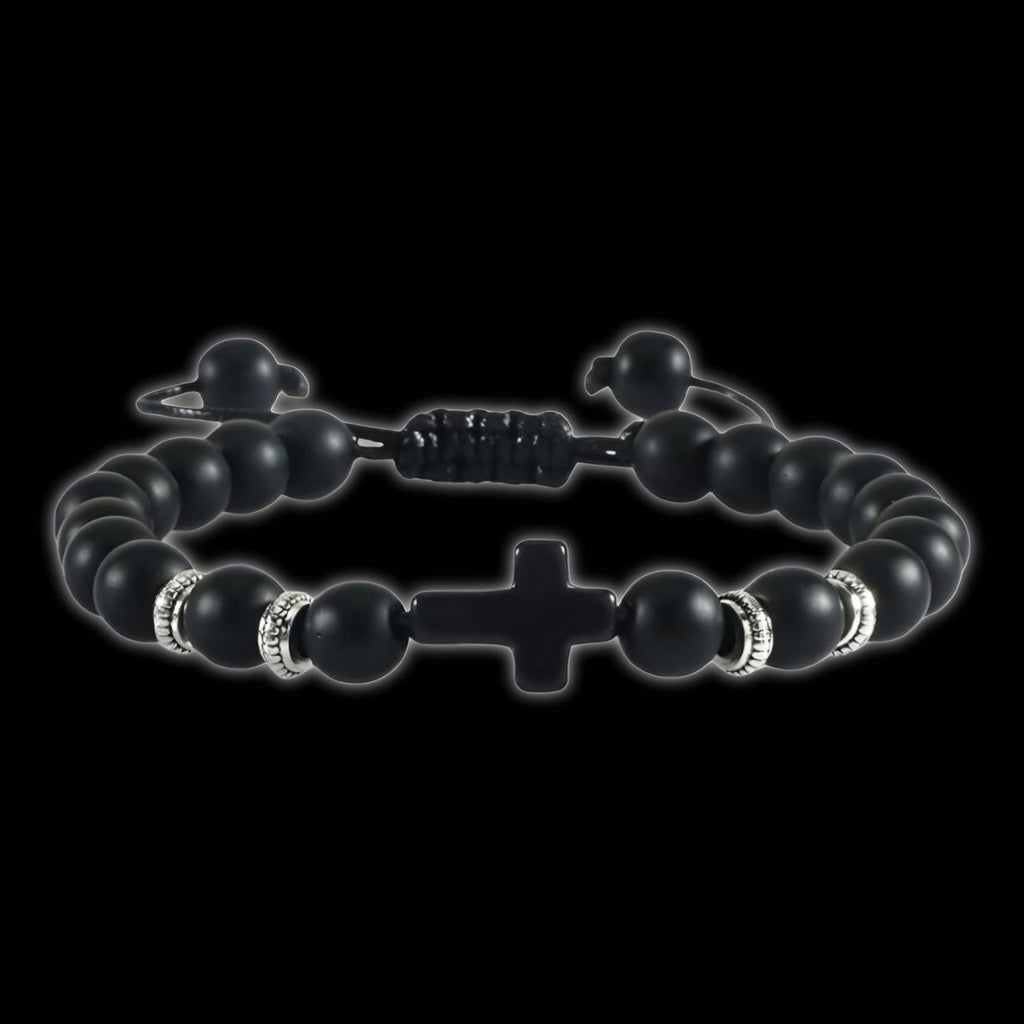Black Cross Bead Bracelet – Athletic Bracelet |MAZENTIH