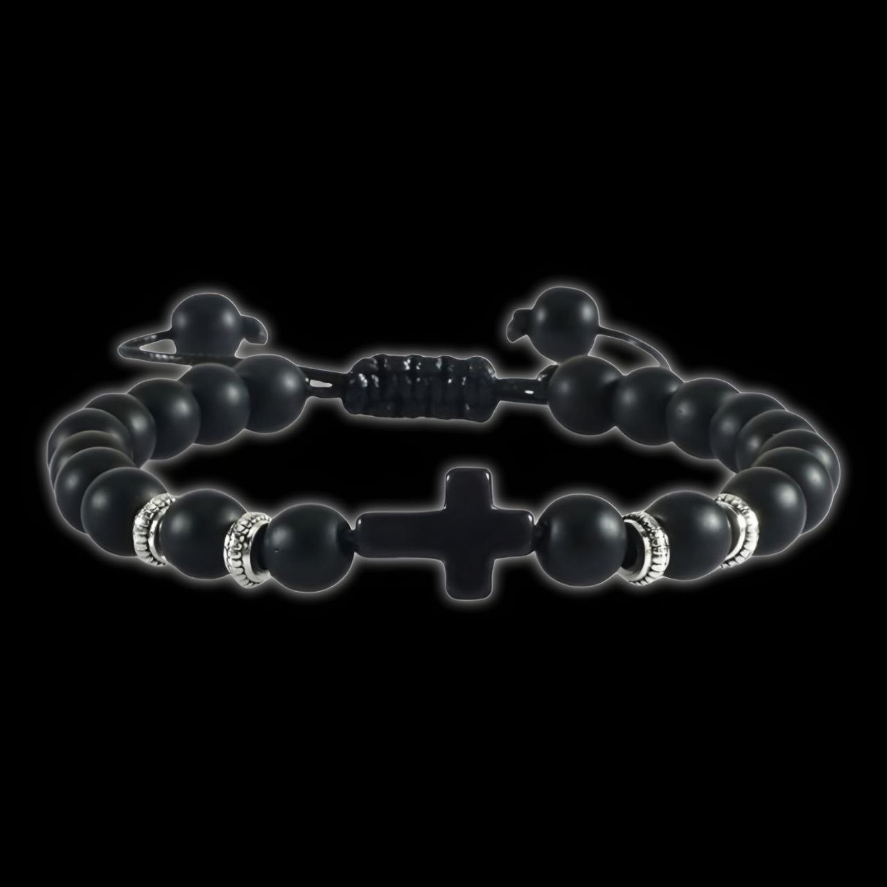 Black Cross Bead Bracelet – Athletic Bracelet |MAZENTIH