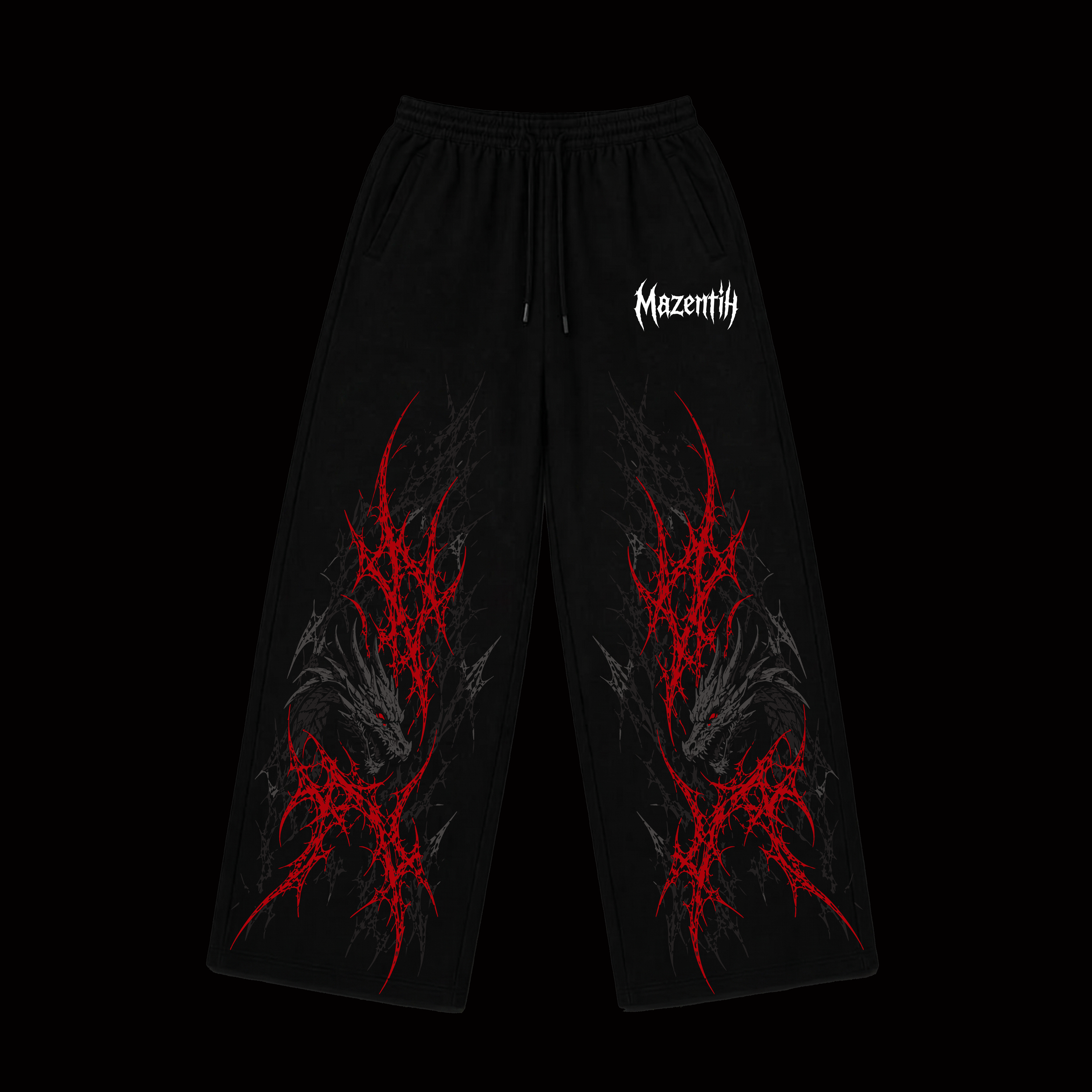Dark Red Dragon Baggy – Gym Pants |MAZENTIH